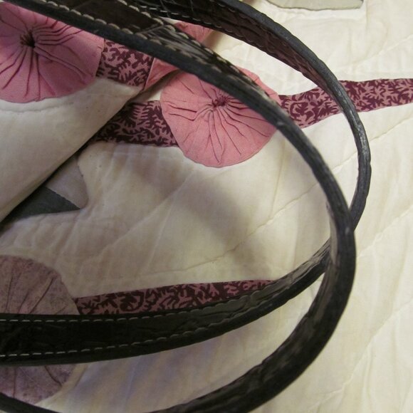 Liz Claiborne Purse Black Faux Croc Leather Bow Tassel w Bonus Cell Phone Holder - Picture 7 of 12